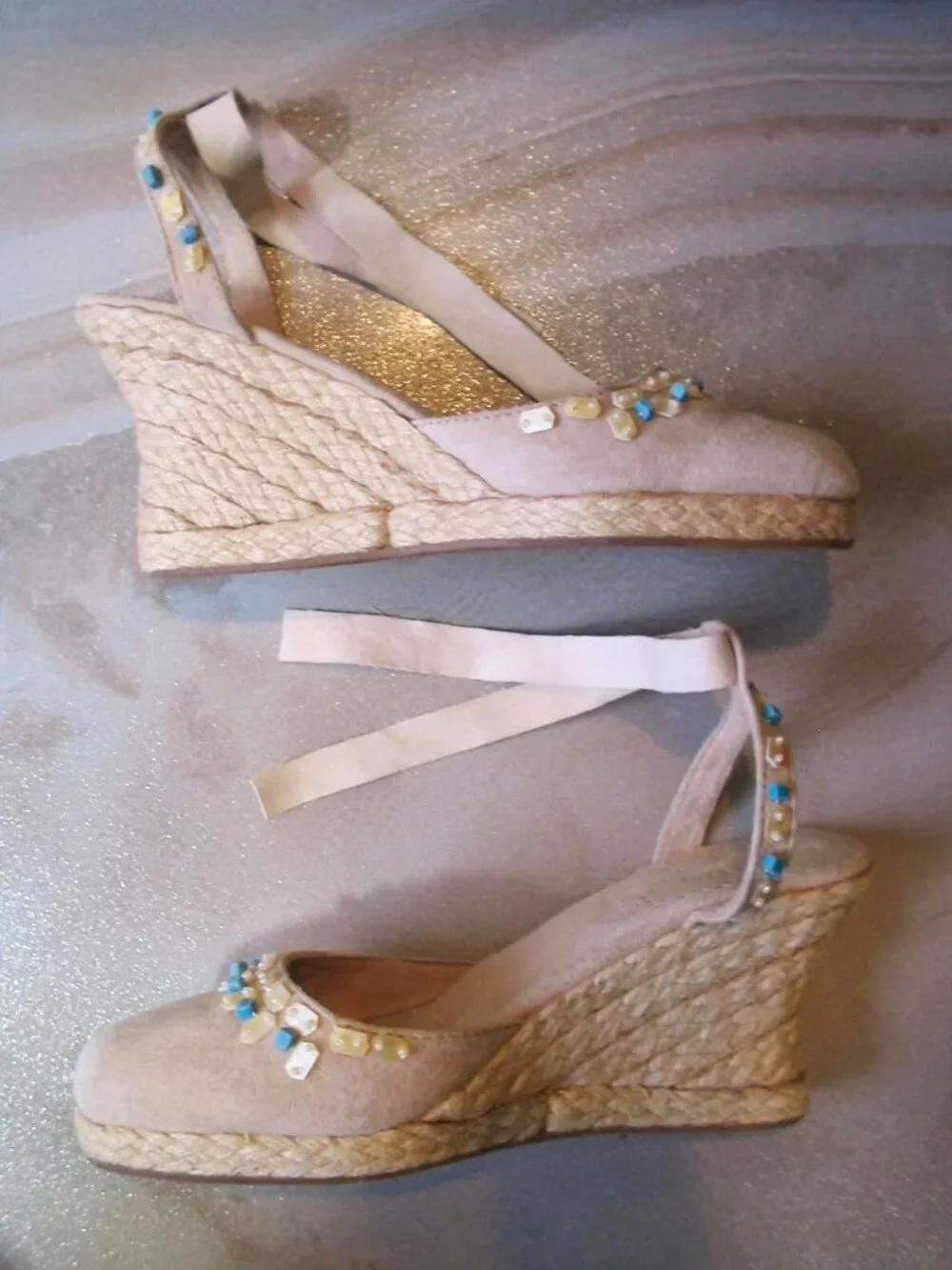 Soft Suede Espadrilles Bo'em Plage Sz 38/7.5